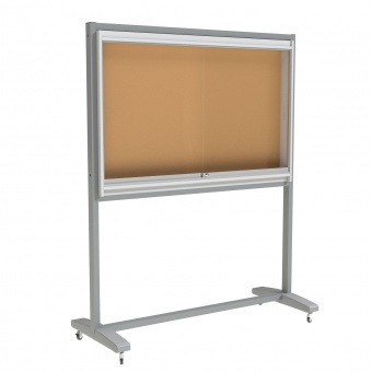 Info-Vitrine, fahrbar, 190 cm hoch, 160x12 cm (B/T), Rückwand: Kork, Info-Vitrine, fahrbar, 190 cm hoch, 160x12 cm (B/T), Rückwand: Kork,